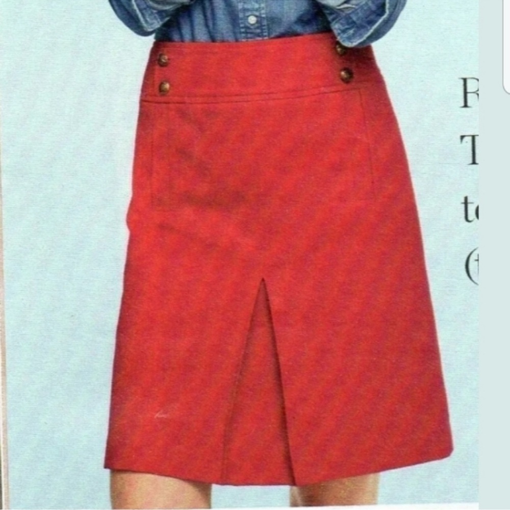 TALBOTS A Line Twill Buttons Split Front Red Skirt Women’s 10
